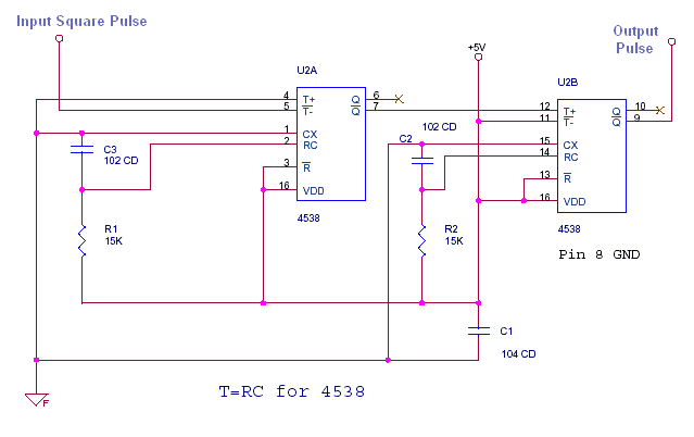 CD4538 Monostable Pulse Shaping Circuit
